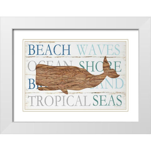 Driftwood Whale White Modern Wood Framed Art Print with Double Matting by Pugh, Jennifer