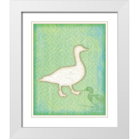 Duck White Modern Wood Framed Art Print with Double Matting by Pugh, Jennifer