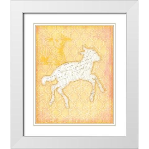 Lamb White Modern Wood Framed Art Print with Double Matting by Pugh, Jennifer