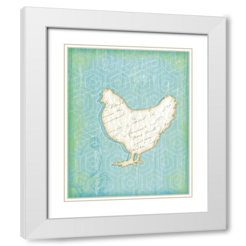 Chicken White Modern Wood Framed Art Print with Double Matting by Pugh, Jennifer