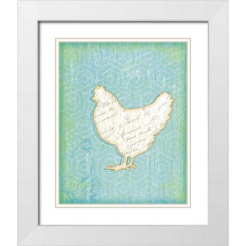 Chicken White Modern Wood Framed Art Print with Double Matting by Pugh, Jennifer
