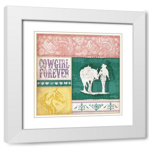 Cowgirl Forever White Modern Wood Framed Art Print with Double Matting by Pugh, Jennifer