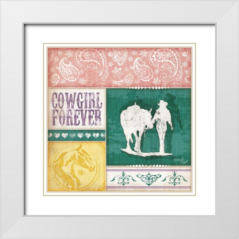 Cowgirl Forever White Modern Wood Framed Art Print with Double Matting by Pugh, Jennifer