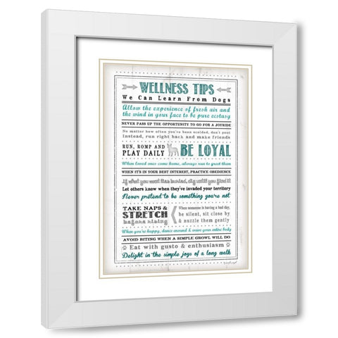 Wellness Tips White Modern Wood Framed Art Print with Double Matting by Pugh, Jennifer