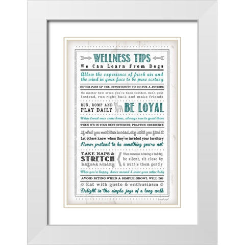 Wellness Tips White Modern Wood Framed Art Print with Double Matting by Pugh, Jennifer