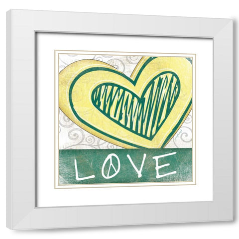 Peace and Love II White Modern Wood Framed Art Print with Double Matting by Pugh, Jennifer