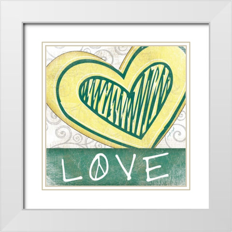Peace and Love II White Modern Wood Framed Art Print with Double Matting by Pugh, Jennifer