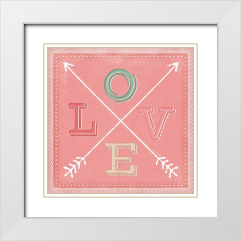 Love Arrows White Modern Wood Framed Art Print with Double Matting by Pugh, Jennifer