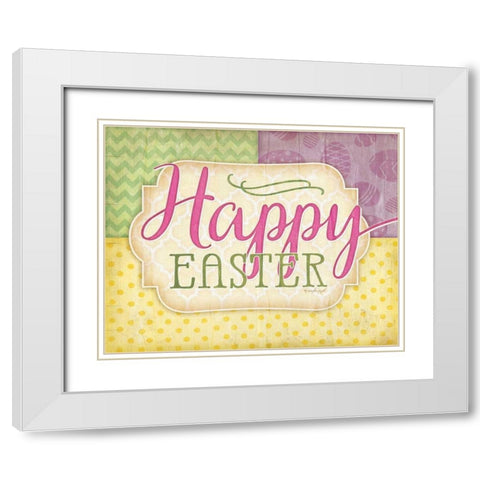 Happy Easter White Modern Wood Framed Art Print with Double Matting by Pugh, Jennifer