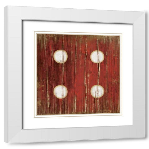 Red Four White Modern Wood Framed Art Print with Double Matting by Pugh, Jennifer