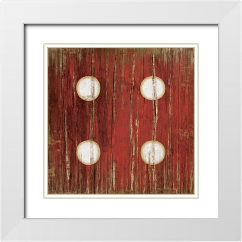 Red Four White Modern Wood Framed Art Print with Double Matting by Pugh, Jennifer