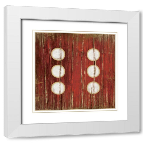 Red Six White Modern Wood Framed Art Print with Double Matting by Pugh, Jennifer