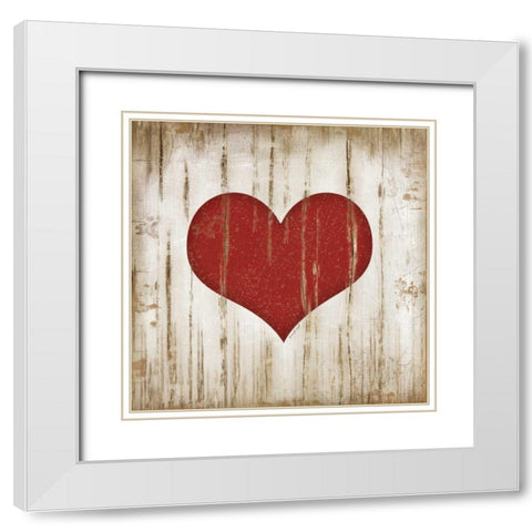 Hearts White Modern Wood Framed Art Print with Double Matting by Pugh, Jennifer