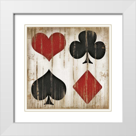 Playing Card Suits White Modern Wood Framed Art Print with Double Matting by Pugh, Jennifer