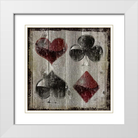 Playing Card Suits II White Modern Wood Framed Art Print with Double Matting by Pugh, Jennifer