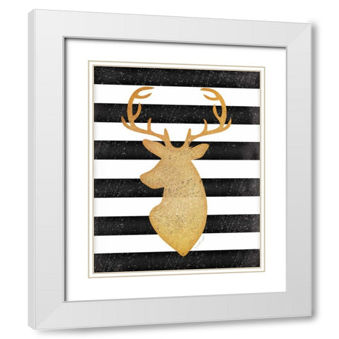 Deer II White Modern Wood Framed Art Print with Double Matting by Pugh, Jennifer