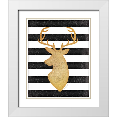 Deer II White Modern Wood Framed Art Print with Double Matting by Pugh, Jennifer