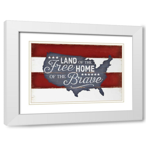 Land of the Free White Modern Wood Framed Art Print with Double Matting by Pugh, Jennifer