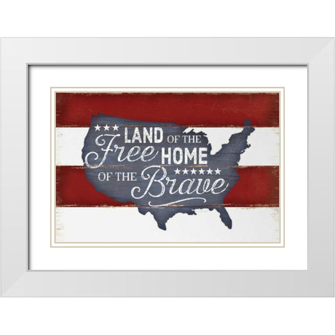 Land of the Free White Modern Wood Framed Art Print with Double Matting by Pugh, Jennifer