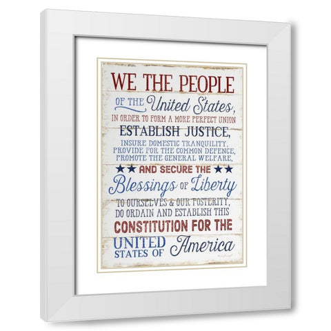 We the People White Modern Wood Framed Art Print with Double Matting by Pugh, Jennifer