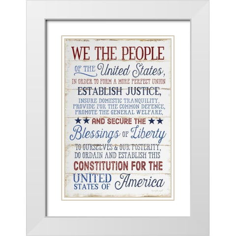 We the People White Modern Wood Framed Art Print with Double Matting by Pugh, Jennifer