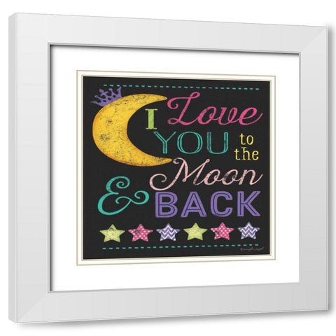 I Love You to the Moon White Modern Wood Framed Art Print with Double Matting by Pugh, Jennifer