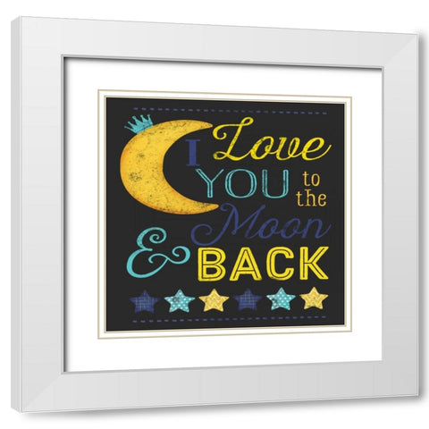 I Love You to the Moon White Modern Wood Framed Art Print with Double Matting by Pugh, Jennifer