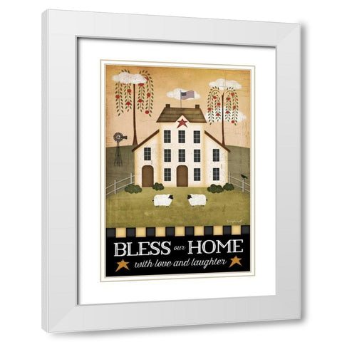 Bless Our Home White Modern Wood Framed Art Print with Double Matting by Pugh, Jennifer