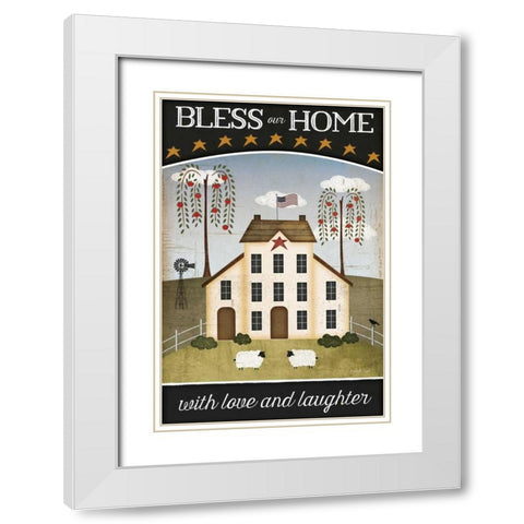 Bless Our Home White Modern Wood Framed Art Print with Double Matting by Pugh, Jennifer