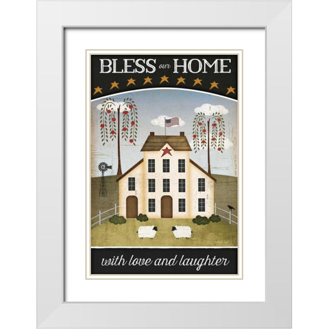 Bless Our Home White Modern Wood Framed Art Print with Double Matting by Pugh, Jennifer