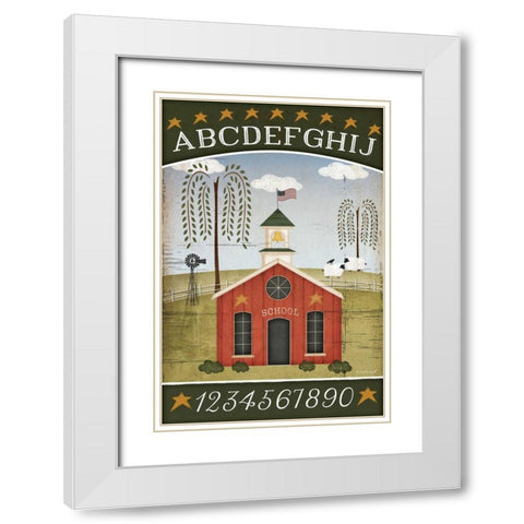 School ABC White Modern Wood Framed Art Print with Double Matting by Pugh, Jennifer