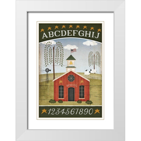 School ABC White Modern Wood Framed Art Print with Double Matting by Pugh, Jennifer