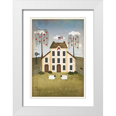 Primitive House White Modern Wood Framed Art Print with Double Matting by Pugh, Jennifer