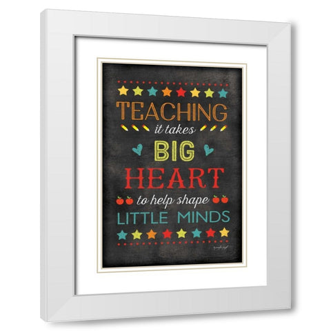 Teaching Big Heart White Modern Wood Framed Art Print with Double Matting by Pugh, Jennifer