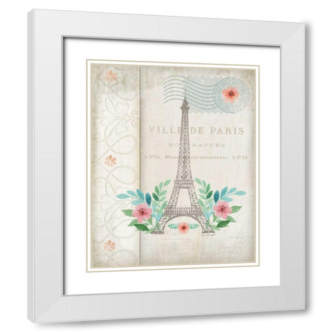 French Eiffel White Modern Wood Framed Art Print with Double Matting by Pugh, Jennifer