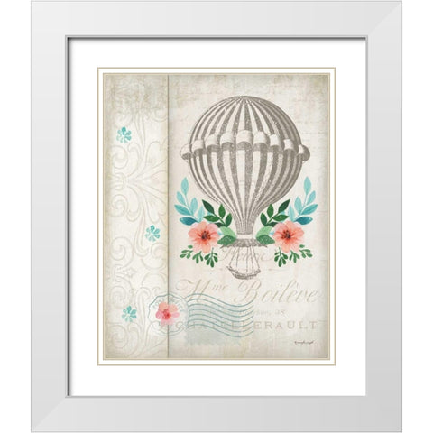 French Hot Air Balloon White Modern Wood Framed Art Print with Double Matting by Pugh, Jennifer