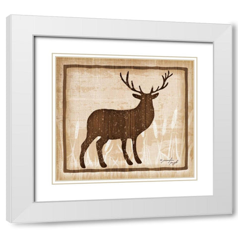 Elk White Modern Wood Framed Art Print with Double Matting by Pugh, Jennifer