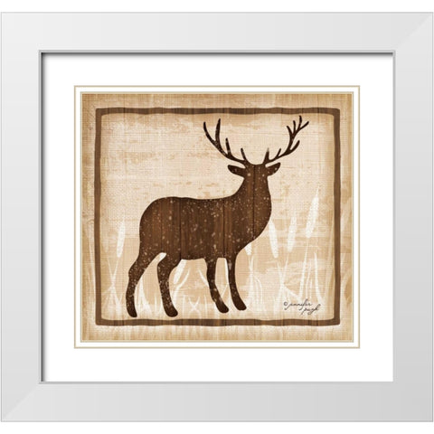 Elk White Modern Wood Framed Art Print with Double Matting by Pugh, Jennifer