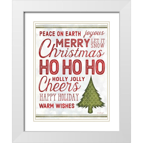 Christmas with Tree White Modern Wood Framed Art Print with Double Matting by Pugh, Jennifer
