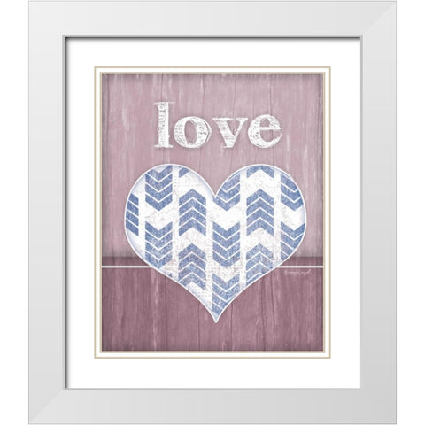 Love Heart White Modern Wood Framed Art Print with Double Matting by Pugh, Jennifer