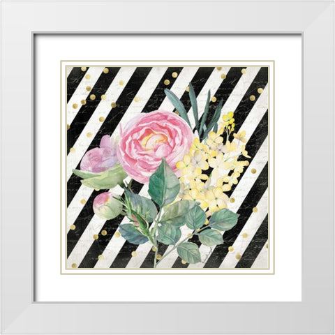 BW Floral II White Modern Wood Framed Art Print with Double Matting by Pugh, Jennifer