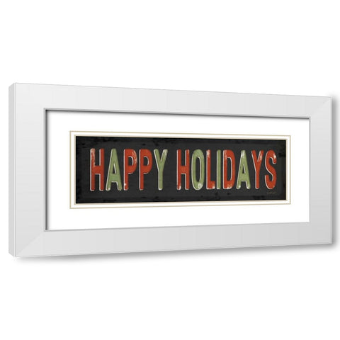 Happy Holidays Christmas White Modern Wood Framed Art Print with Double Matting by Pugh, Jennifer