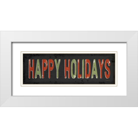 Happy Holidays Christmas White Modern Wood Framed Art Print with Double Matting by Pugh, Jennifer