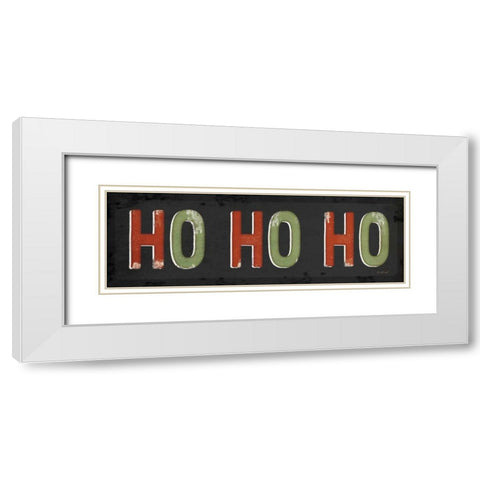 Ho Ho Ho Christmas White Modern Wood Framed Art Print with Double Matting by Pugh, Jennifer