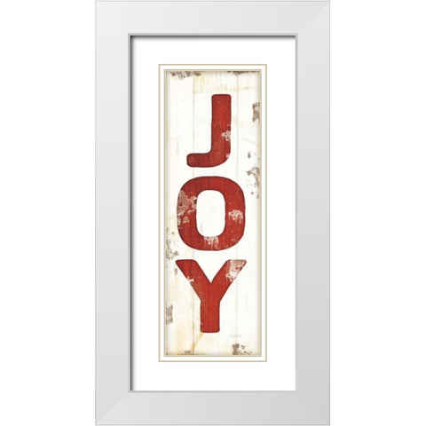 Joy Christmas White Modern Wood Framed Art Print with Double Matting by Pugh, Jennifer