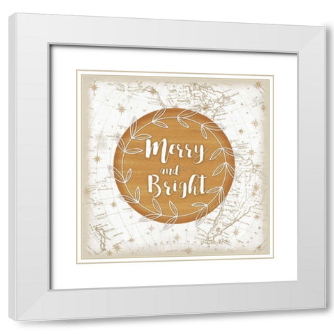 Merry and Bright White Modern Wood Framed Art Print with Double Matting by Pugh, Jennifer