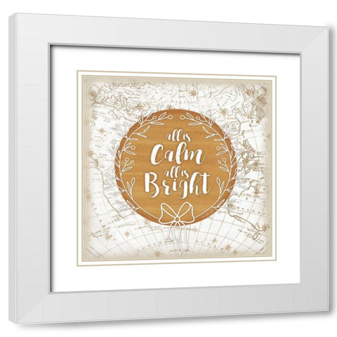 All is Calm White Modern Wood Framed Art Print with Double Matting by Pugh, Jennifer