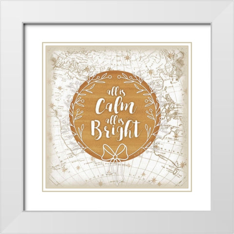 All is Calm White Modern Wood Framed Art Print with Double Matting by Pugh, Jennifer