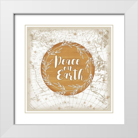 Peace on Earth White Modern Wood Framed Art Print with Double Matting by Pugh, Jennifer