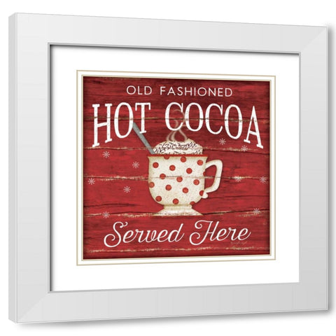 Hot Cocoa Served Here White Modern Wood Framed Art Print with Double Matting by Pugh, Jennifer